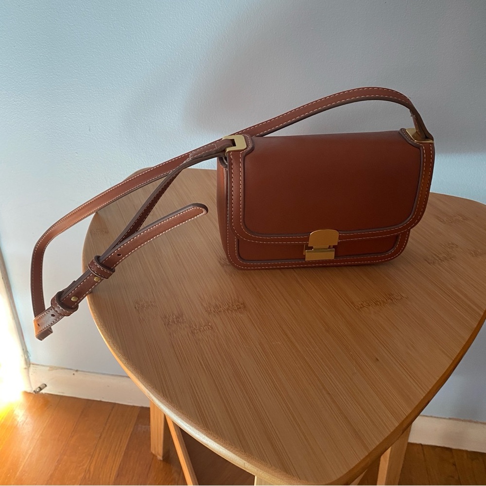 Mango Brown Leather Shoulder Bag